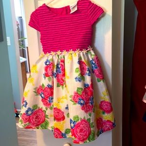 Nannette kids 3T girls Floral dress pink and white